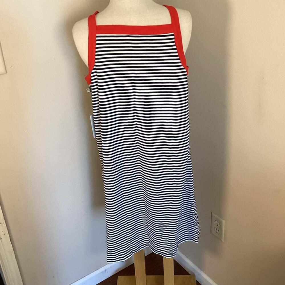1901 Nordstrom Striped Knit Tank Dress with Red Trim